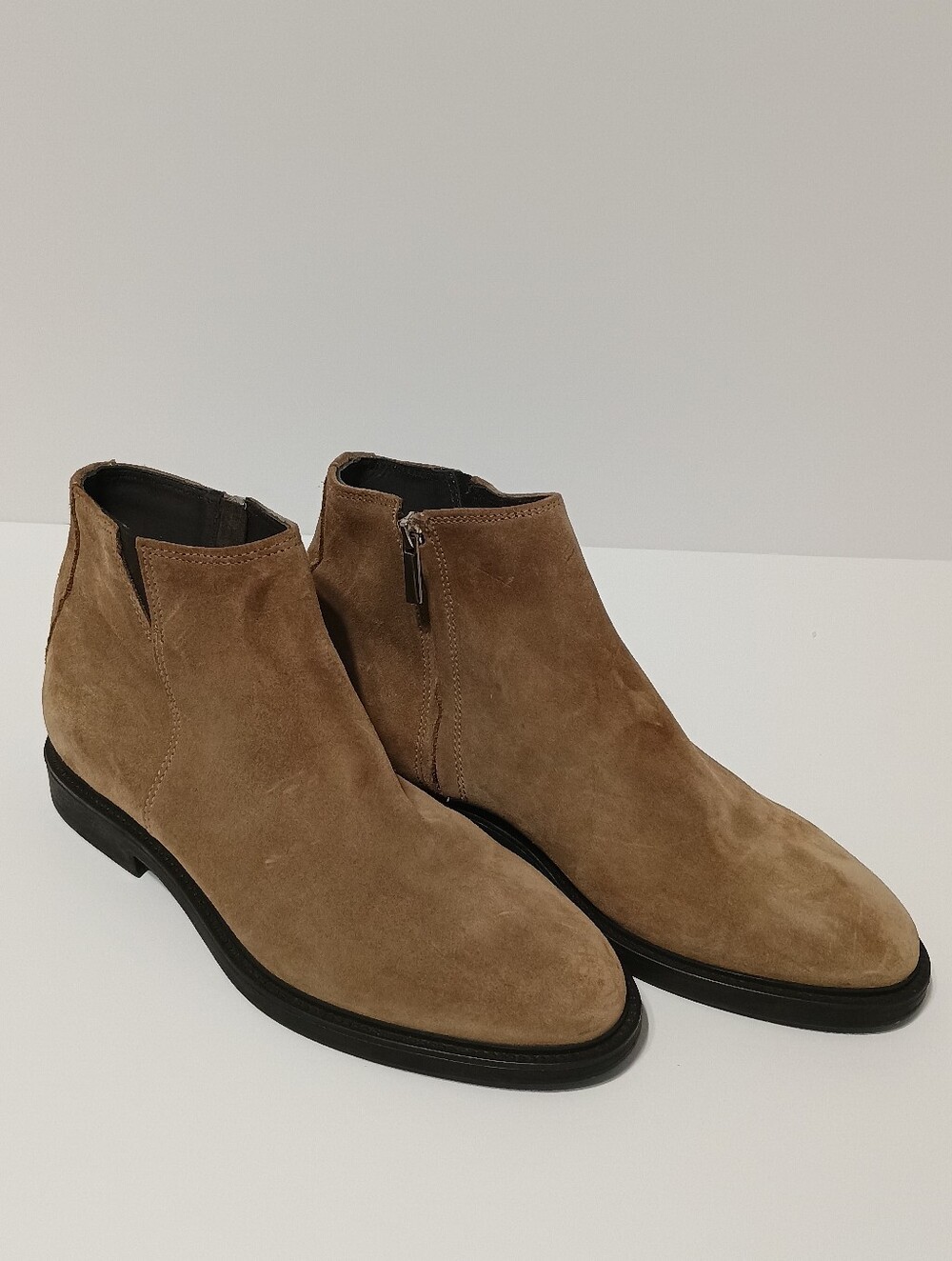 Zara Men’s Taupe Suede Chelsea Ankle Boots EU 43 US 10 Pull On Neutral